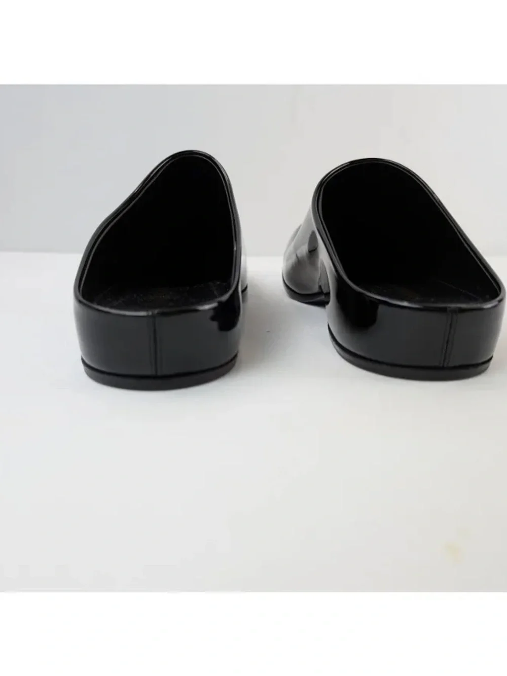 Yves Saint Laurent Men's Black Patent Slip-On Mules